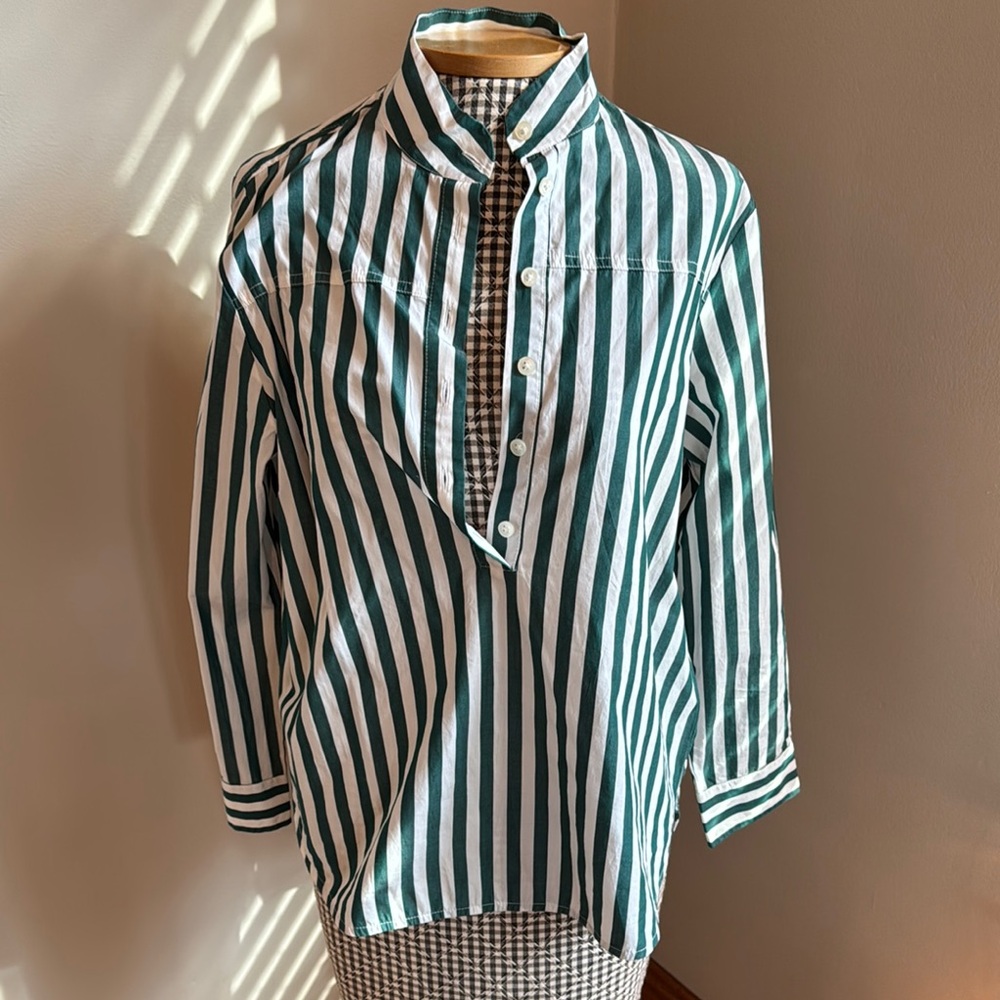 J. Crew Green and White Striped Short Tunic